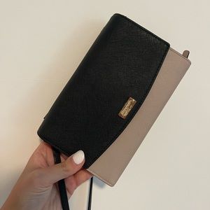 Kate Spade Black and Taupe Crossbody Wallet